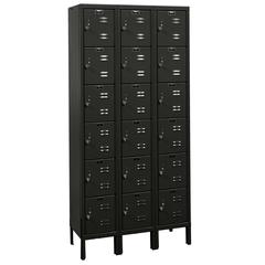 Hallowell Premium Locker, 708 Black, 6-Tier, 3-Wide, Knock-Down