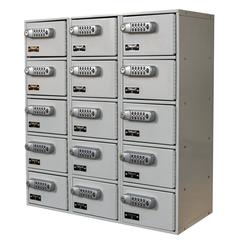 Hallowell Cell Phone/Tablet Locker, 711 Light Gray, 5-Tier, 3-Wide, Assembled