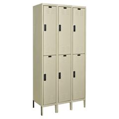 Hallowell DigiTech Electronic Locker, 729 Tan, Double Tier, 3-Wide, Knock-Down