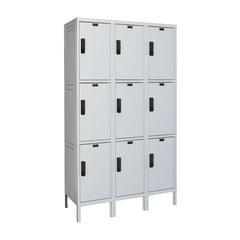 Hallowell Laptop/Backpack Locker, 711 Light Gray, 3-Tier, 3-Wide, Assembled