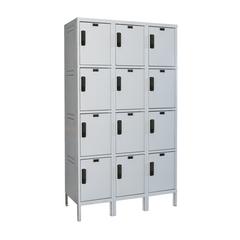 Hallowell Laptop/Backpack Locker, 711 Light Gray, 4-Tier, 3-Wide, Assembled