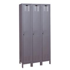 Hallowell Value Max Locker, 725 Dark Gray, Single Tier, 3-Wide, Knock-Down