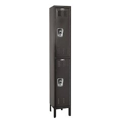 Hallowell ReadyBuilt Locker, 708 Black, Double Tier, 1-Wide, Assembled