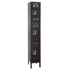 Hallowell ReadyBuilt Locker, 708 Black, Triple Tier, 1-Wide, Assembled