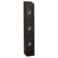Hallowell ReadyBuilt II Locker, 708 Black, Triple Tier, 1-Wide, Assembled