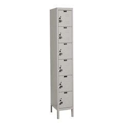 Hallowell ReadyBuilt Locker, 711 Light Gray, 6-Tier, 1-Wide, Assembled