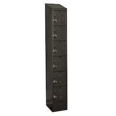 Hallowell ReadyBuilt II Locker, 708 Black, 6-Tier, 1-Wide, Assembled