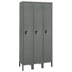 Hallowell ReadyBuilt Locker, 725 Dark Gray, Single Tier, 3-Wide, Assembled