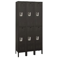 Hallowell ReadyBuilt Locker, 708 Black, Double Tier, 3-Wide, Assembled