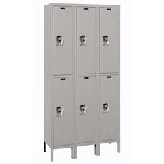 Hallowell ReadyBuilt Locker, 711 Light Gray, Double Tier, 3-Wide, Assembled