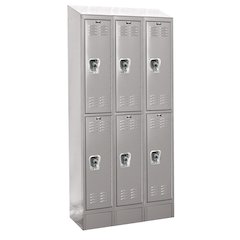 Hallowell ReadyBuilt II Locker, 711 Light Gray, Double Tier, 3-Wide, Assembled