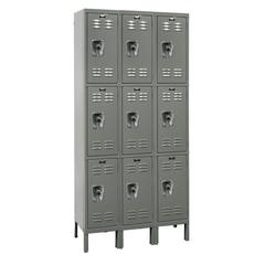 Hallowell ReadyBuilt Locker, 725 Dark Gray, Triple Tier, 3-Wide, Assembled