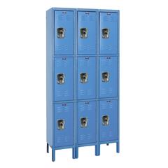 Hallowell ReadyBuilt Locker, 707 Marine Blue, Triple Tier, 3-Wide, Assembled