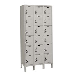 Hallowell ReadyBuilt Locker, 711 Light Gray, 6-Tier, 3-Wide, Assembled