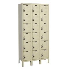 Hallowell ReadyBuilt Locker, 729 Tan, 6-Tier, 3-Wide, Assembled