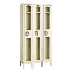 Hallowell Safety-View Locker, 729 Tan, Single Tier, 3-Wide, Knock-Down