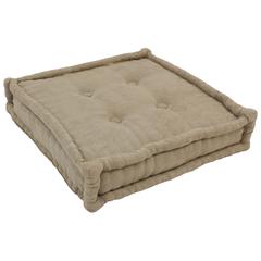 20-inch Square Corded Floor Pillow with Button Tufts