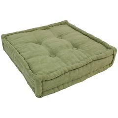 20-inch Square Corded Floor Pillow with Button Tufts