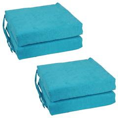Blazing Needles Set of 4 Indoor Microsuede Chair Cushions, Aqua Blue
