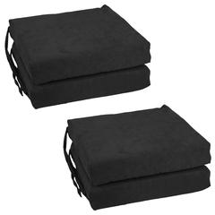 Blazing Needles Set of 4 Indoor Microsuede Chair Cushions, Black