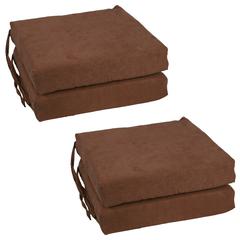 Blazing Needles Set of 4 Indoor Microsuede Chair Cushions, Chocolate