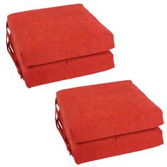 Blazing Needles Set of 4 Indoor Microsuede Chair Cushions, Cardinal Red