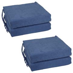 Blazing Needles Set of 4 Indoor Microsuede Chair Cushions, Indigo