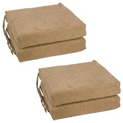 Blazing Needles Set of 4 Indoor Microsuede Chair Cushions, Java