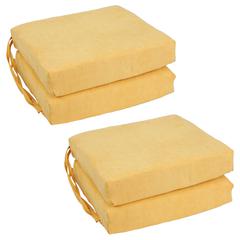 Blazing Needles Set of 4 Indoor Microsuede Chair Cushions, Lemon