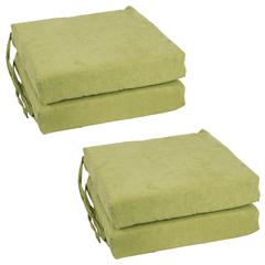 Blazing Needles Set of 4 Indoor Microsuede Chair Cushions, Sage Green