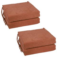 Blazing Needles Set of 4 Indoor Microsuede Chair Cushions, Spice
