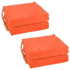 Blazing Needles Set of 4 Indoor Microsuede Chair Cushions, Tangerine Dream