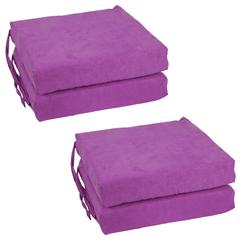 Blazing Needles Set of 4 Indoor Microsuede Chair Cushions, Ultra Violet