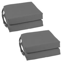 Blazing Needles Set of 4 Indoor Twill Chair Cushions, Steel Grey