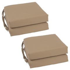 Blazing Needles Set of 4 Indoor Twill Chair Cushions, Toffee