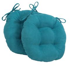 16-inch Solid Micro Suede Round Tufted Chair Cushions (Set of 2)