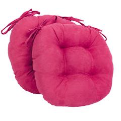 16-inch Solid Micro Suede Round Tufted Chair Cushions (Set of 2)