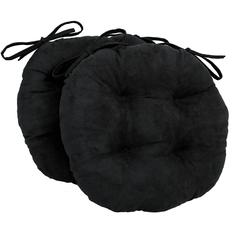 16-inch Solid Micro Suede Round Tufted Chair Cushions (Set of 2)