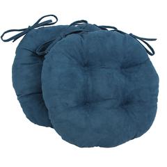 16-inch Solid Micro Suede Round Tufted Chair Cushions (Set of 2)