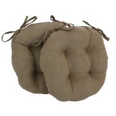 16-inch Solid Micro Suede Round Tufted Chair Cushions (Set of 2)