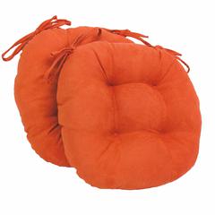 16-inch Solid Micro Suede Round Tufted Chair Cushions (Set of 2)
