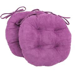 16-inch Solid Microsuede Round Tufted Chair Cushions (Set of 2)  916X16RD-T-2CH-MS-UV