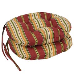 16-inch Spun Polyester Patterned Outdoor Round Tufted Chair Cushions (Set of 2)