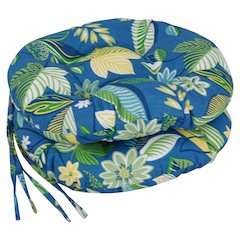16-inch Spun Polyester Patterned Outdoor Round Tufted Chair Cushions (Set of 2)