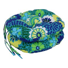 16-inch Spun Polyester Patterned Outdoor Round Tufted Chair Cushions (Set of 2)