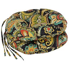 16-inch Spun Polyester Patterned Outdoor Round Tufted Chair Cushions (Set of 2)