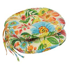 16-inch Spun Polyester Patterned Outdoor Round Tufted Chair Cushions (Set of 2)