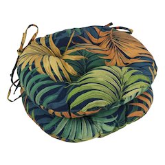 16-inch Spun Polyester Patterned Outdoor Round Tufted Chair Cushions (Set of 2)