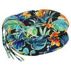 16-inch Spun Polyester Patterned Outdoor Round Tufted Chair Cushions (Set of 2)