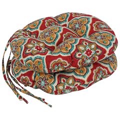 16-inch Spun Polyester Patterned Outdoor Round Tufted Chair Cushions (Set of 2)